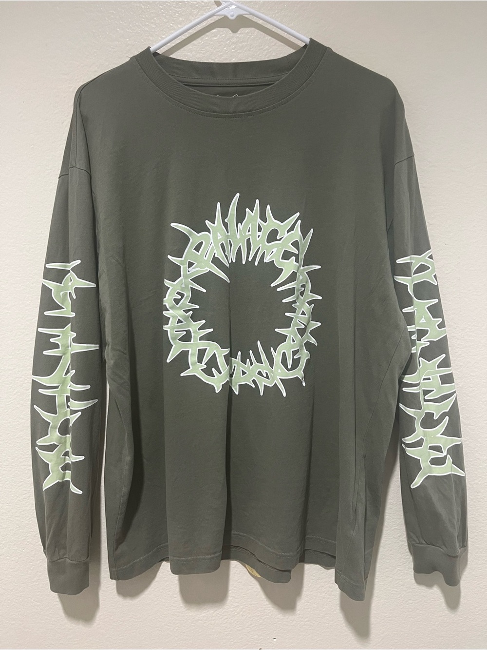 PALACE Olive Long-Sleeve Tee with Light Green Graphic